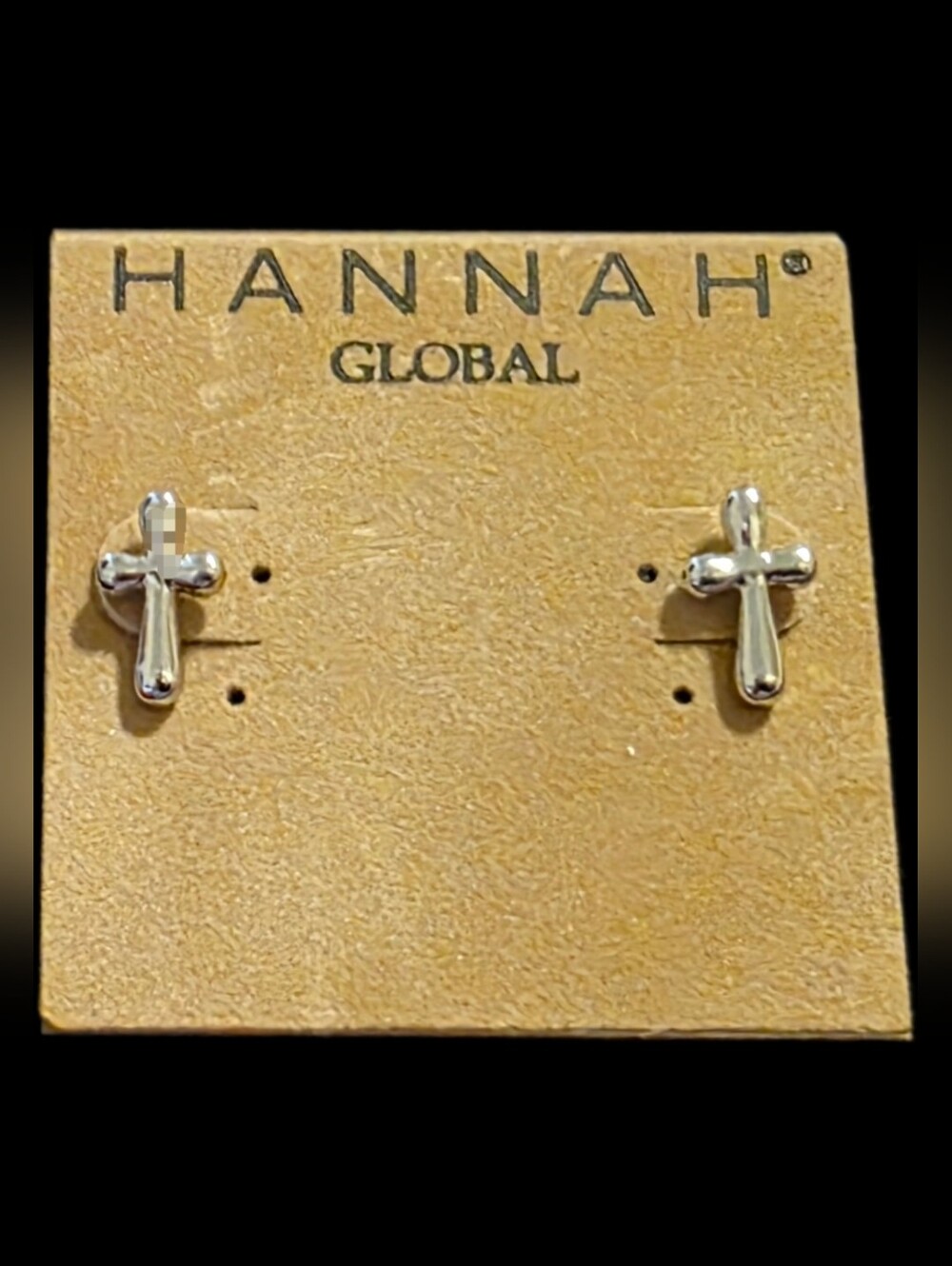 Silvertone Cross Stud Earrings